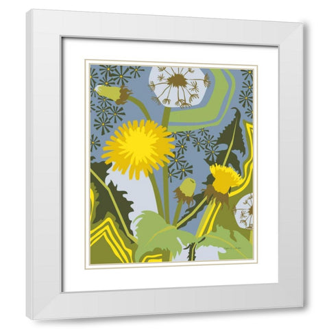 Dandelion White Modern Wood Framed Art Print with Double Matting by Gallagher, Megan