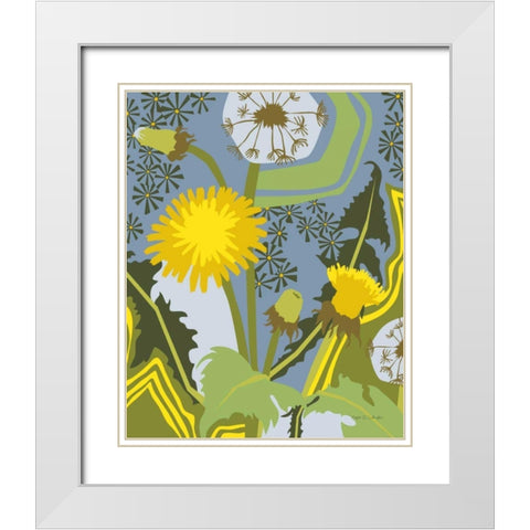 Dandelion White Modern Wood Framed Art Print with Double Matting by Gallagher, Megan