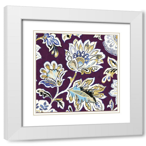 Ceylon Gardens V Plum White Modern Wood Framed Art Print with Double Matting by Wild Apple Portfolio