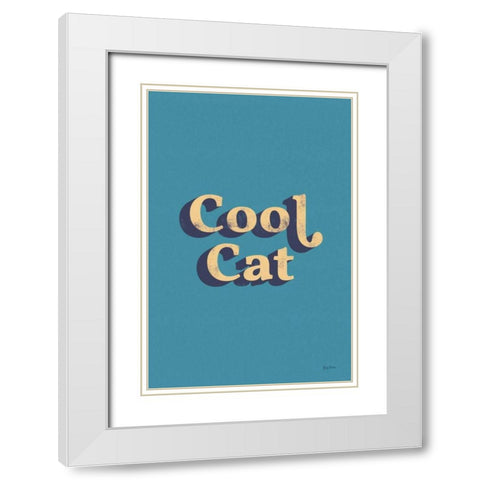 Cool Cat White Modern Wood Framed Art Print with Double Matting by Thorns, Becky