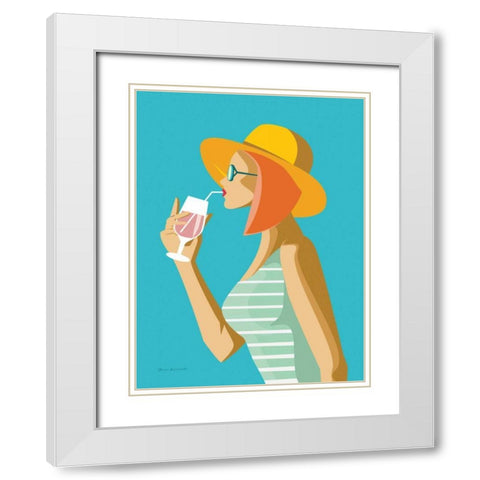 Summer Girl I White Modern Wood Framed Art Print with Double Matting by Escalante, Omar