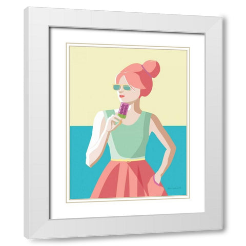 Summer Girl III White Modern Wood Framed Art Print with Double Matting by Escalante, Omar