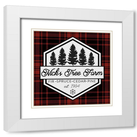 Plaid Holidays I RB White Modern Wood Framed Art Print with Double Matting by Wild Apple Portfolio