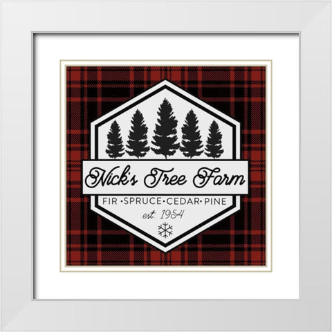 Plaid Holidays I RB White Modern Wood Framed Art Print with Double Matting by Wild Apple Portfolio