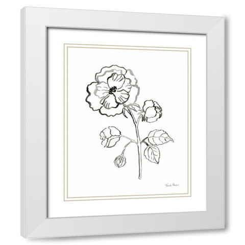 Joyful Peonies II White Modern Wood Framed Art Print with Double Matting by Zaman, Farida