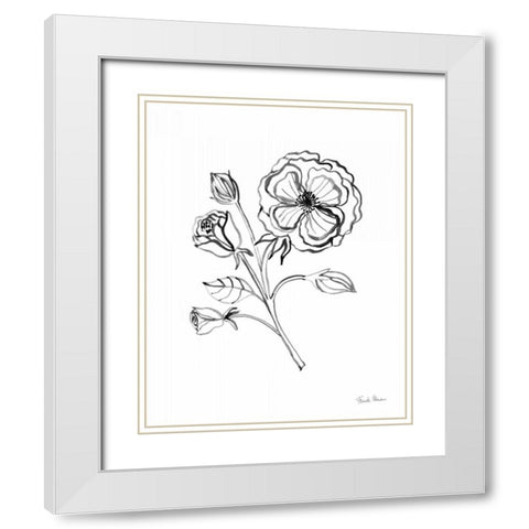 Joyful Peonies III White Modern Wood Framed Art Print with Double Matting by Zaman, Farida