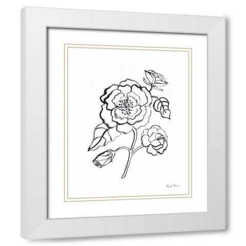 Joyful Peonies IV White Modern Wood Framed Art Print with Double Matting by Zaman, Farida