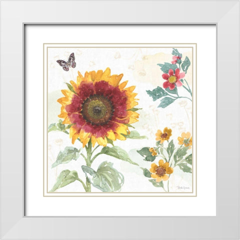 Sunflower Splendor VII White Modern Wood Framed Art Print with Double Matting by Grove, Beth