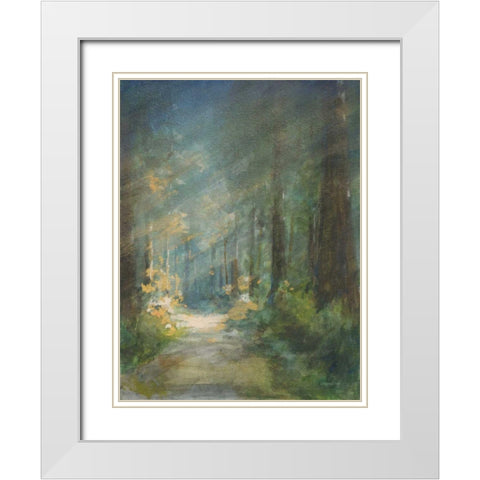 Sun Soaked Redwoods White Modern Wood Framed Art Print with Double Matting by Nai, Danhui