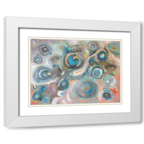 Abstract Stones White Modern Wood Framed Art Print with Double Matting by Nai, Danhui