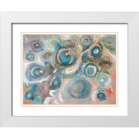 Abstract Stones White Modern Wood Framed Art Print with Double Matting by Nai, Danhui
