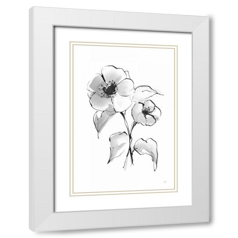 Wash Poppy I White Modern Wood Framed Art Print with Double Matting by Paschke, Chris