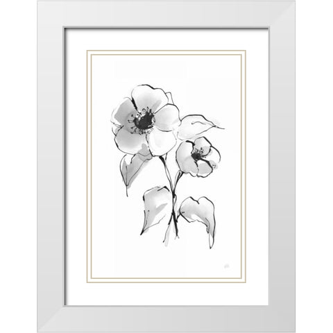 Wash Poppy I White Modern Wood Framed Art Print with Double Matting by Paschke, Chris