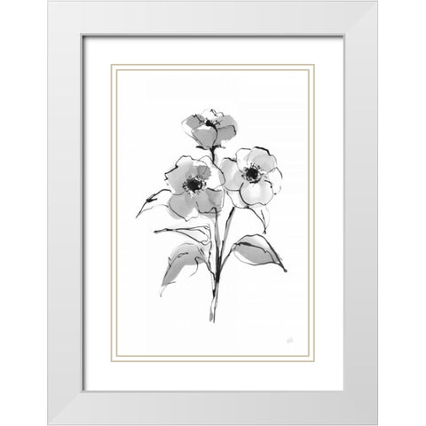 Wash Poppy II White Modern Wood Framed Art Print with Double Matting by Paschke, Chris