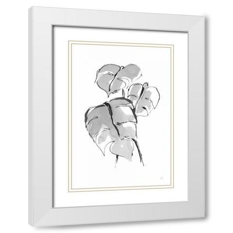 Wash Split Leaf II White Modern Wood Framed Art Print with Double Matting by Paschke, Chris