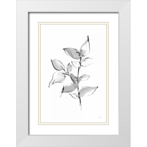 Wash Leaf II White Modern Wood Framed Art Print with Double Matting by Paschke, Chris
