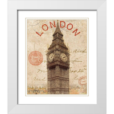 Letter from London White Modern Wood Framed Art Print with Double Matting by Wild Apple Portfolio