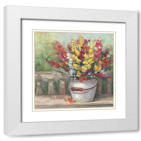 Snapdragon Bouquet White Modern Wood Framed Art Print with Double Matting by Rowan, Carol