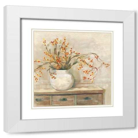 Nancy Bittersweet Neutral Sq White Modern Wood Framed Art Print with Double Matting by Rowan, Carol