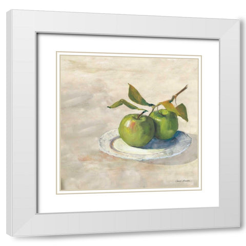 Green Apple I Neutral White Modern Wood Framed Art Print with Double Matting by Rowan, Carol