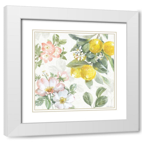 Citrus Charm V White Modern Wood Framed Art Print with Double Matting by Grove, Beth