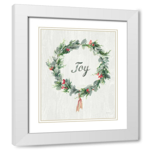 White and Bright Christmas Wreath I White Modern Wood Framed Art Print with Double Matting by Nai, Danhui