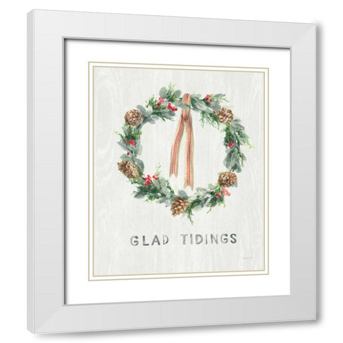 White and Bright Christmas Wreath II White Modern Wood Framed Art Print with Double Matting by Nai, Danhui