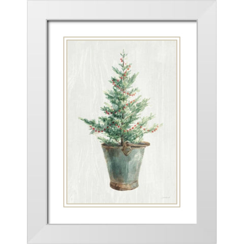 White and Bright Christmas Tree I White Modern Wood Framed Art Print with Double Matting by Nai, Danhui