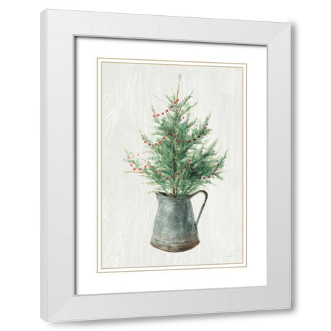 White and Bright Christmas Tree II White Modern Wood Framed Art Print with Double Matting by Nai, Danhui