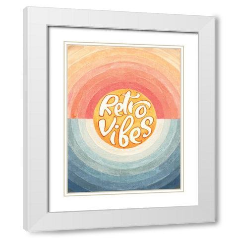 Retro Vibes White Modern Wood Framed Art Print with Double Matting by Nai, Danhui