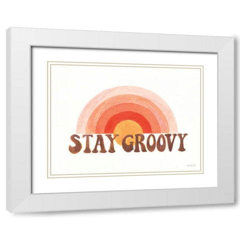 Stay Groovy White Modern Wood Framed Art Print with Double Matting by Nai, Danhui