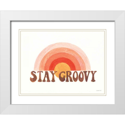 Stay Groovy White Modern Wood Framed Art Print with Double Matting by Nai, Danhui