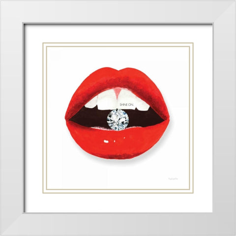 Hot Lips II White Modern Wood Framed Art Print with Double Matting by Charro, Mercedes Lopez