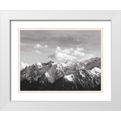 Snowcapped Mountains BW Crop White Modern Wood Framed Art Print with Double Matting by Eichman, Andre
