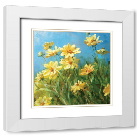 Summer Field I White Modern Wood Framed Art Print with Double Matting by Nai, Danhui