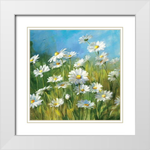 Summer Field II White Modern Wood Framed Art Print with Double Matting by Nai, Danhui