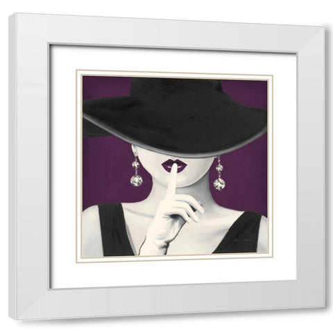 Haute Chapeau Purple I v2 White Modern Wood Framed Art Print with Double Matting by Fabiano, Marco