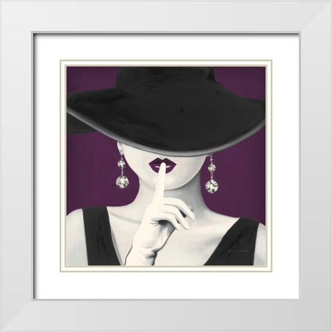 Haute Chapeau Purple I v2 White Modern Wood Framed Art Print with Double Matting by Fabiano, Marco