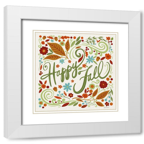 Happy Fall I White Modern Wood Framed Art Print with Double Matting by Tavoletti, Anne