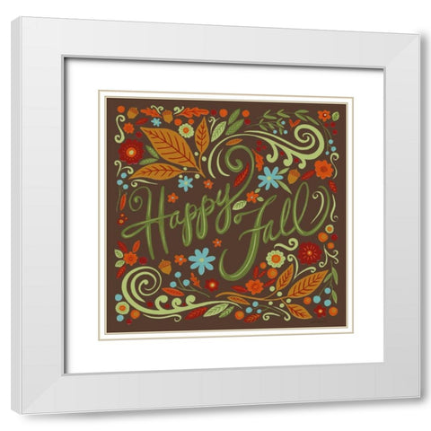 Happy Fall I Dark White Modern Wood Framed Art Print with Double Matting by Tavoletti, Anne