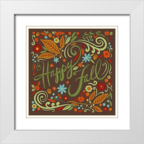 Happy Fall I Dark White Modern Wood Framed Art Print with Double Matting by Tavoletti, Anne