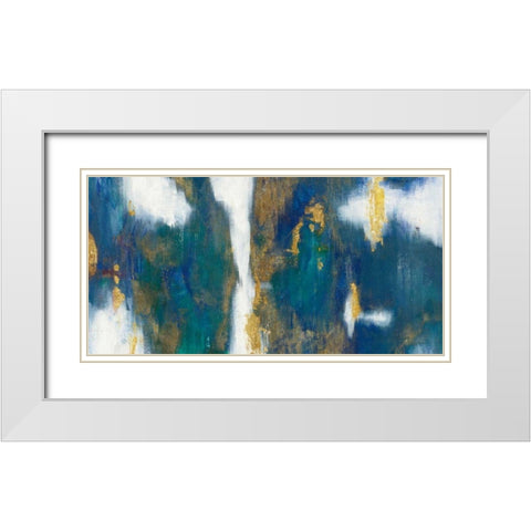 Blue Texture I Gold Crop White Modern Wood Framed Art Print with Double Matting by Nai, Danhui