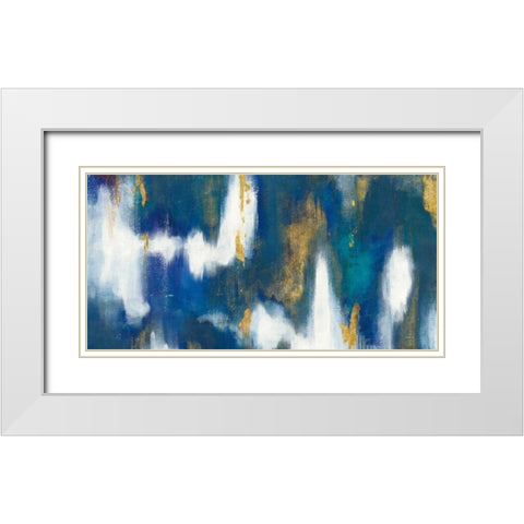 Blue Texture II Gold Crop White Modern Wood Framed Art Print with Double Matting by Nai, Danhui