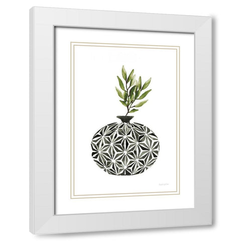 Geometric Vases IV Green White Modern Wood Framed Art Print with Double Matting by Charro, Mercedes Lopez