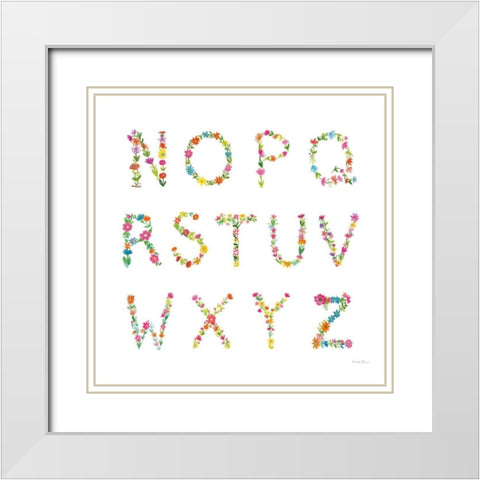 Floral Alphabet Sq II White Modern Wood Framed Art Print with Double Matting by Zaman, Farida