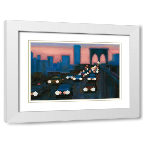 Brooklyn Bridge Evening White Modern Wood Framed Art Print with Double Matting by Wiens, James