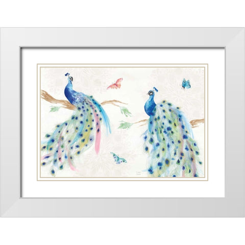 Peacock Glory I White Modern Wood Framed Art Print with Double Matting by June, Dina