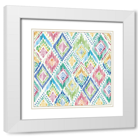 Peacock Glory Pattern IVA White Modern Wood Framed Art Print with Double Matting by June, Dina