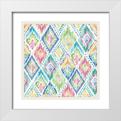 Peacock Glory Pattern IVA White Modern Wood Framed Art Print with Double Matting by June, Dina