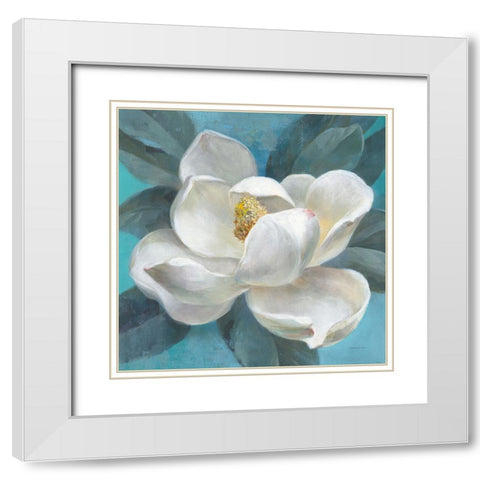 Southern Bloom White Modern Wood Framed Art Print with Double Matting by Nai, Danhui